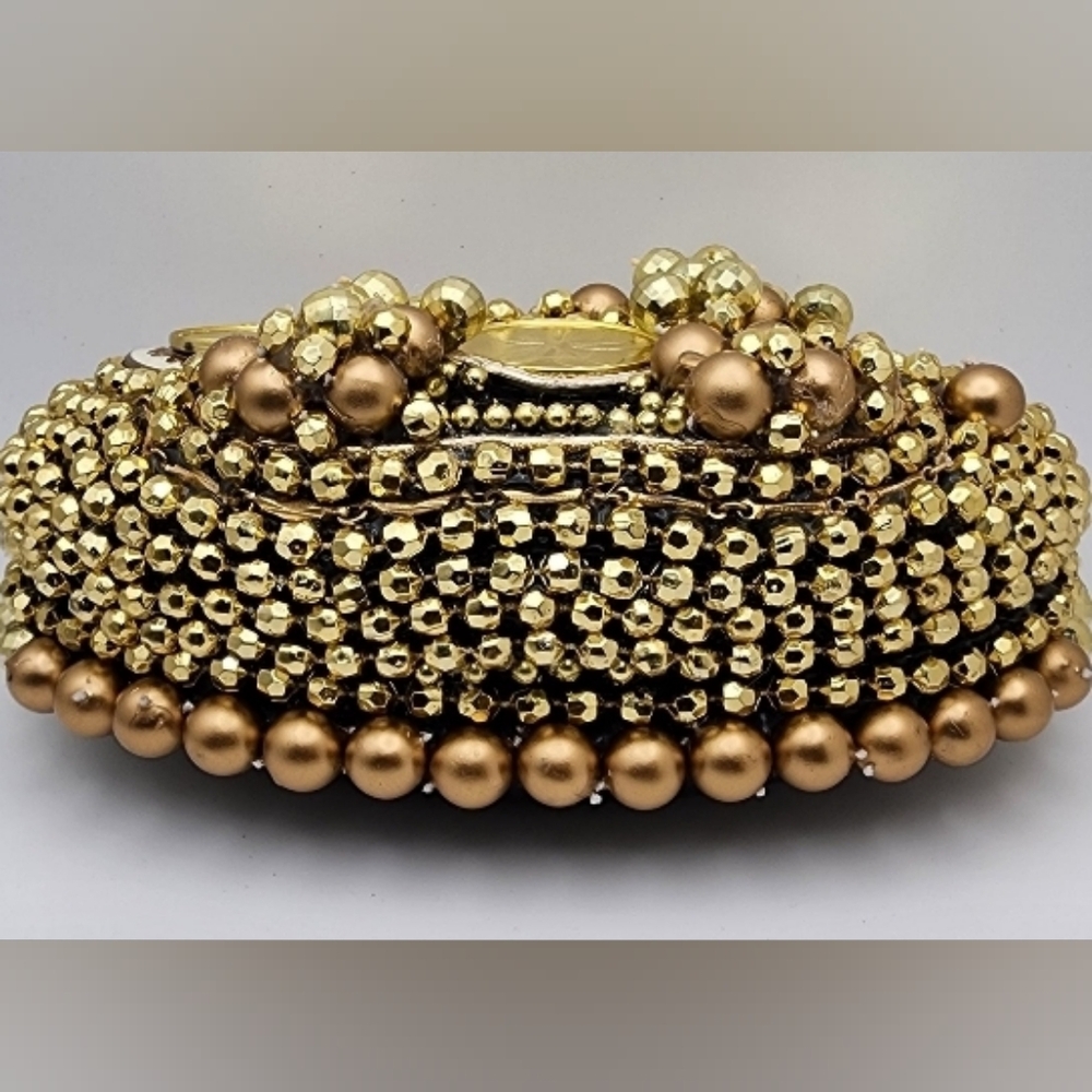 Elegant Gold and Bronze Beaded Bracelet